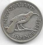6  pence  1934   Nieuw  Zeeland. km. 2, Verzenden, Losse munt, Zilver