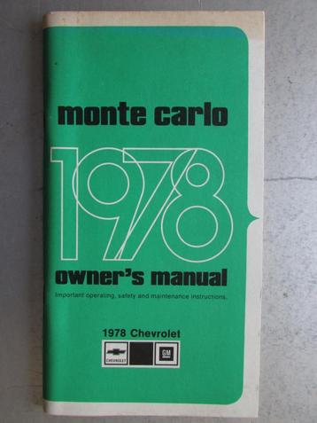 1978 CHEVROLET MONTE CARLO owner's manual, Engels beschikbaar voor biedingen