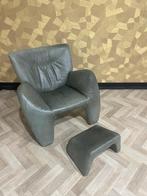 Leolux Echnaton fauteuil en hocker, Huis en Inrichting, Gebruikt, Design, Ophalen of Verzenden, Leer