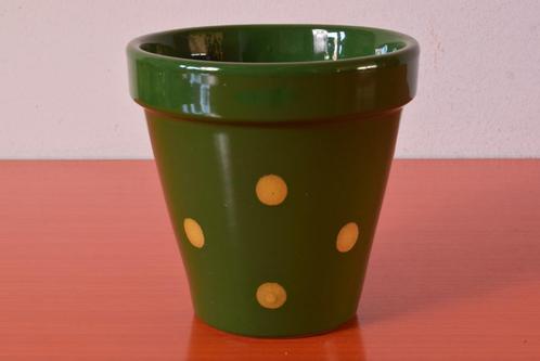 Retro vintage bloempot met stippen / polkadots, Antiek en Kunst, Antiek | Keramiek en Aardewerk, Ophalen of Verzenden