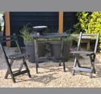 Houten Bistro Setje - Tuinset, Bijzettafel, Zo goed als nieuw, Tuinset, Hout