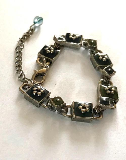 Prachtige Vintage armband schakelarmband met emaille, Sieraden, Tassen en Uiterlijk, Armbanden, Zo goed als nieuw, Verzenden