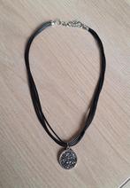 Hals ketting touwtje zwart met bedel strassteentjes rond, Sieraden, Tassen en Uiterlijk, Kettingen, Met strass, Kunststof, Ophalen of Verzenden