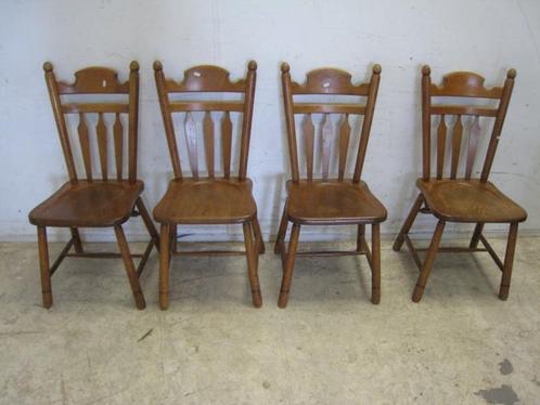 4 houten brutalist stijl eetstoelen, Huis en Inrichting, Stoelen, Gebruikt