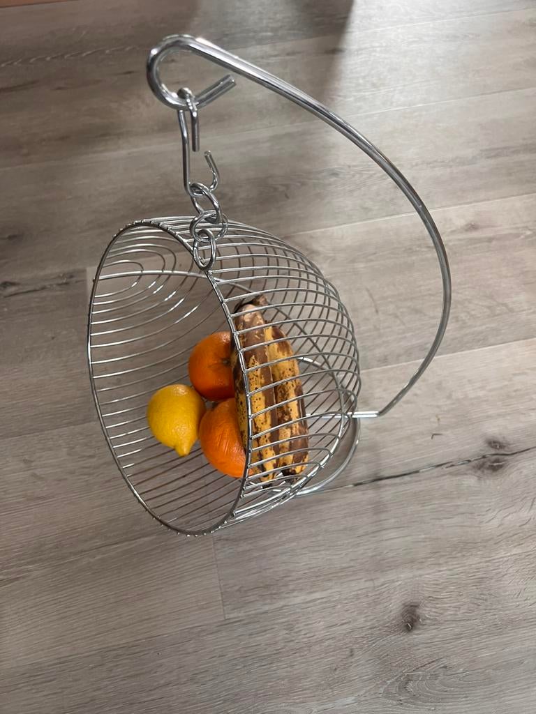 Ronde hangende metalen fruitmand, Ophalen of Verzenden, Zo goed als nieuw