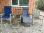 Set teakhouten ligstoelen en tuinstoelen, Tuin en Terras, Ophalen, Gebruikt, Teakhout, Verstelbaar