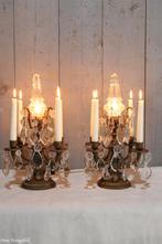 Kaarsen girandoles met pinakel, Antiek en Kunst, Ophalen of Verzenden