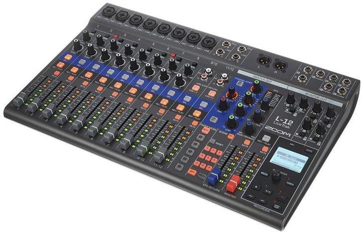 Zoom LiveTrak L-12 Digitale Mixer / Recorder, Muziek en Instrumenten, Mengpanelen, Zo goed als nieuw, 10 tot 20 kanalen, Microfooningang