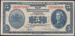 Nederlands Indie 5 Gulden 1943 met N.Nieuw Guinea Stempel, Verzenden, Zuidoost-Azië, Los biljet