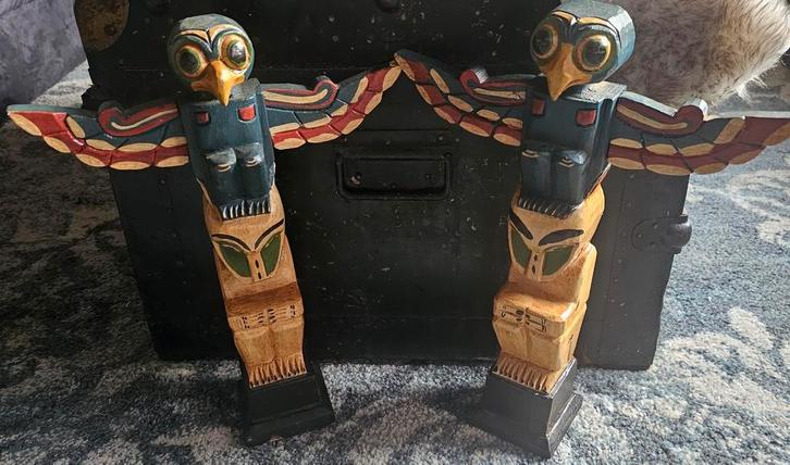 Houten Totempalen Set, Antiek en Kunst, Kunst | Niet-Westerse kunst, Ophalen of Verzenden