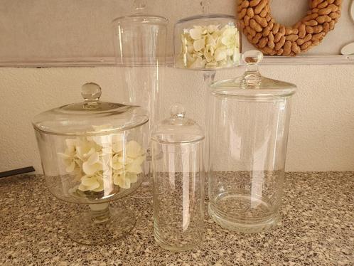 5 x glazen voorraadpot met deksel, Huis en Inrichting, Woonaccessoires | Stolpen, Zo goed als nieuw, Ophalen