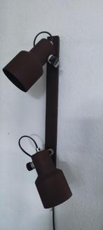 Vintage dubbele wandspot donkerbruin metaal, Ophalen of Verzenden, Nieuw, Metaal