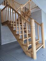 Massief beuken trap blank gelakt met bordes, Doe-het-zelf en Verbouw, Ladders en Trappen, Ophalen, Zo goed als nieuw, 2 tot 4 meter