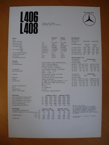 Mercedes 406D 408 Technische Specificatie folder 1967 CC DC beschikbaar voor biedingen