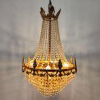 Antiek vintage Regency kroonluchter hanglamp messing kristal, Huis en Inrichting, Lampen | Kroonluchters, Valkenswaard, Gebruikt