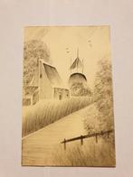 0797 briefkaart potloodtekening boerenschuur met hooiberg, Ophalen of Verzenden, Voor 1920