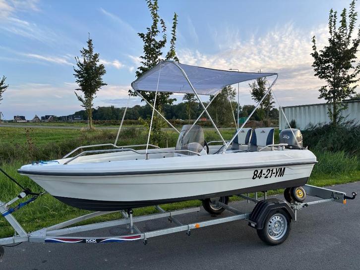 Terhi 4100 Console met Yamaha 40pk 4takt en Kick trailer, Watersport en Boten, Vis- en Consoleboten, Gebruikt, 30 tot 50 pk, 3 tot 6 meter