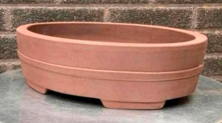 Bonsai schaal ovaal bruin ongeglazuurd gemerkt 30x21,5x8,5, Tuin en Terras, Bloempotten, Nieuw, Aardewerk, Minder dan 40 cm, Minder dan 25 cm