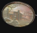 Prachtige 14 karaats gouden camee broche handgesneden camee, Verzenden