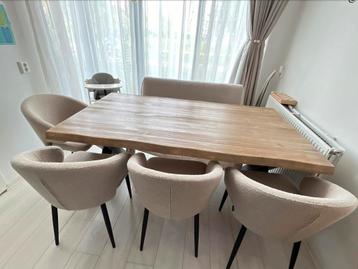 Boomstamhout eettafel kruispoot 180CM