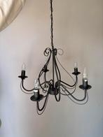 Metalen kroonluchter met 5 lampen - metaal vintage messing, Ophalen, Gebruikt
