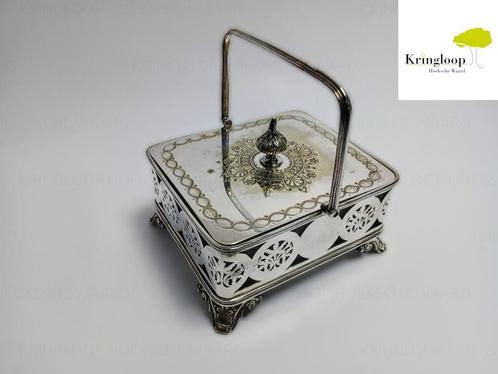 Antieke, verzilverde sardine- of conserveerschaal, Antiek en Kunst, Antiek | Servies los, Ophalen of Verzenden