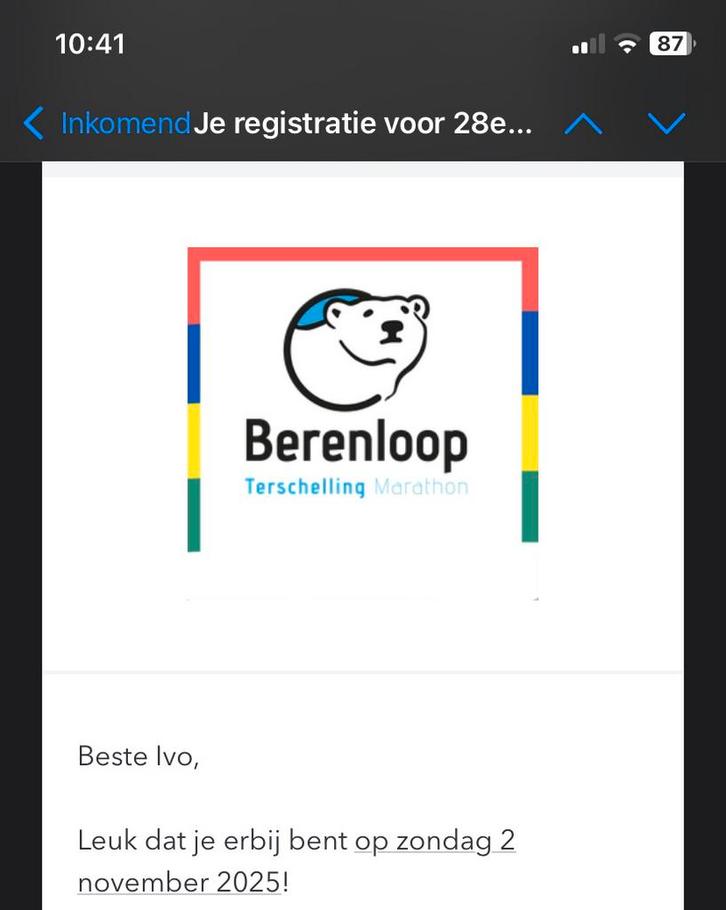 Startbewijs Berenloop Marathon, Tickets en Kaartjes, Evenementen en Festivals, Eén persoon