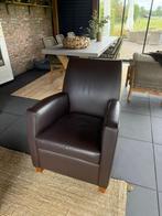 Leren fauteuil donkerbruin – BENCH – nette staat, Huis en Inrichting, Fauteuils, Ophalen, Gebruikt, 50 tot 75 cm, Hout