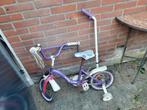 Kinderfiets met zijwieltjes en duwstang, Fietsen en Brommers, Ophalen of Verzenden, Gebruikt, 14 inch of minder, Handrem