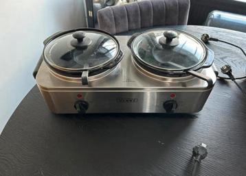 Slowcooker met 2 pannen langzaam warmen warmhoud beschikbaar voor biedingen
