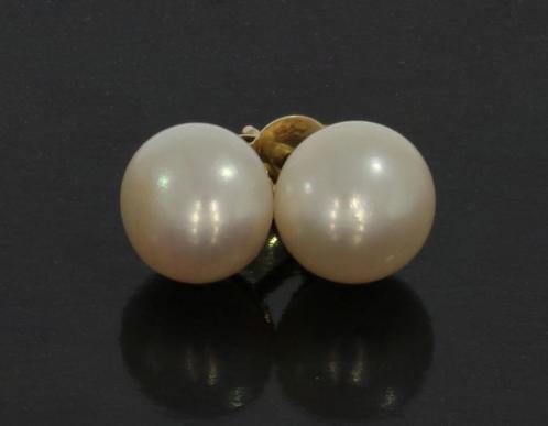 Zoetwaterparel dames oorbellen 14k goud stekers klassiek, Sieraden, Tassen en Uiterlijk, Oorbellen, Zo goed als nieuw, Knopjes of Stekers