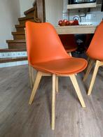 Set van 4 oranje kuipstoelen, Vier, Ophalen of Verzenden, Hout, Zo goed als nieuw