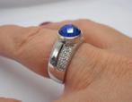 Zilveren zinzi ring met blauwe steen maat 17.25 nr.2292, Verzenden, Zo goed als nieuw, 17 tot 18, Dame