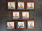 8 tegels in lijst met zeilboot, Antiek en Kunst, Ophalen of Verzenden