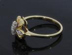 14 karaats gouden design bloem ring met 5 diamanten, Sieraden, Tassen en Uiterlijk, Ringen, Goud, Goud, Met edelsteen, 17 tot 18