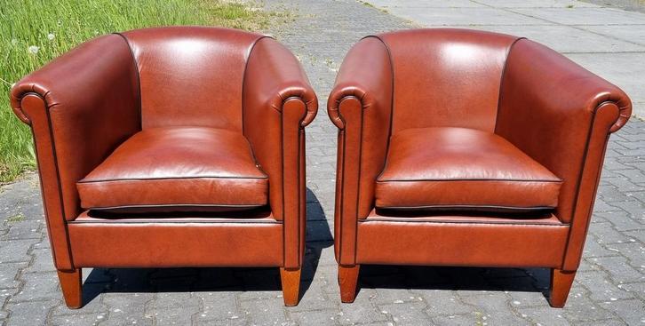 2 subtiele Chesterfield club fauteuils + BEZORGING GRATIS, Huis en Inrichting, Fauteuils, Zo goed als nieuw, Leer, 75 tot 100 cm