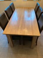 Nette massief licht eiken eettafel + 6 Lloyd Loom stoelen, Huis en Inrichting, Tafels | Eettafels, Ophalen, Gebruikt, Eikenhout