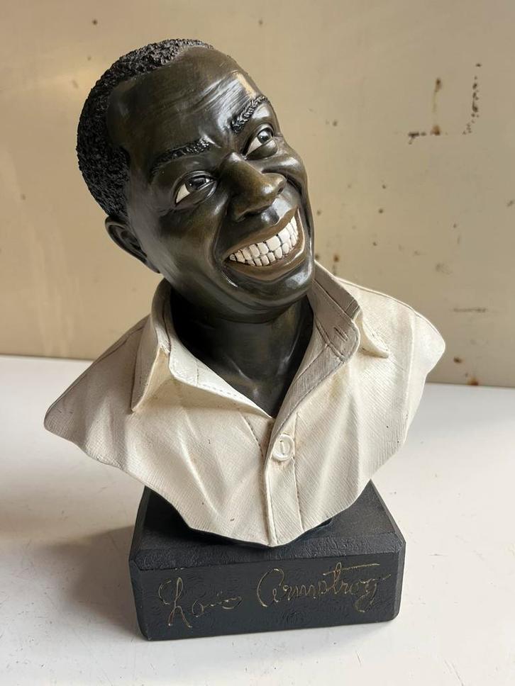 Borstbeeld Louis Armstrong, Antiek en Kunst, Kunst | Beelden en Houtsnijwerken, Ophalen of Verzenden