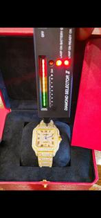 Cartier Santos Diamond Moissanite Iced Out horloge GOUDEN, Sieraden, Tassen en Uiterlijk, Horloges | Heren, Overige merken, Nieuw