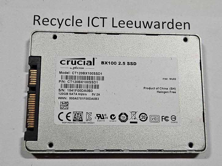 Crucial 120gb laptop ssd hdd hardeschijf bx100, Computers en Software, Harde schijven, Gebruikt, Laptop, Intern, SSD, SATA, Ophalen of Verzenden
