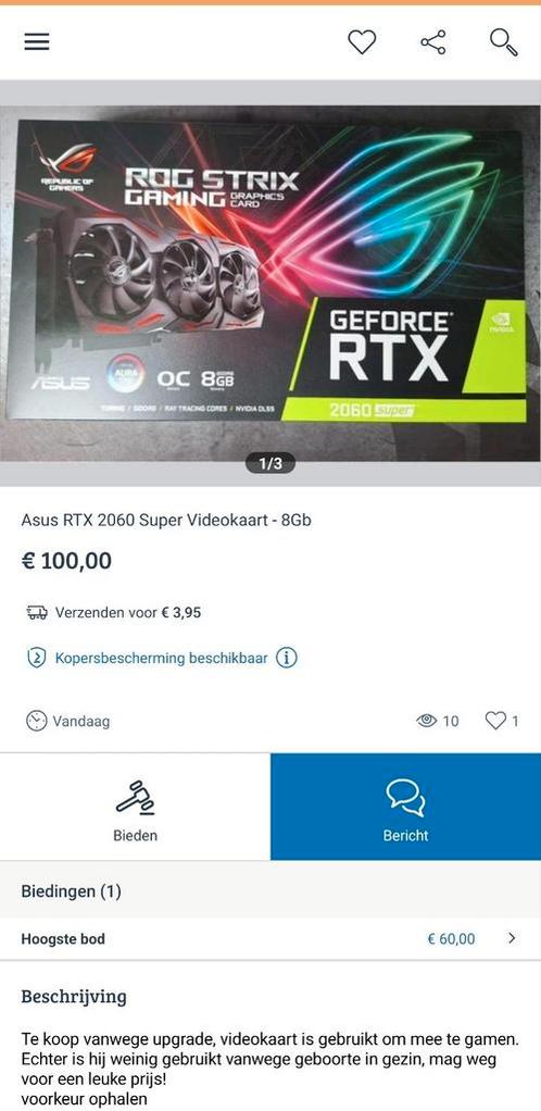 WESLEY POORTERS, RTX 2060/cpu/mb/ram, CONTACT MIJ!!!!, Computers en Software, Videokaarten, Zo goed als nieuw, Nvidia, GDDR6, Ophalen