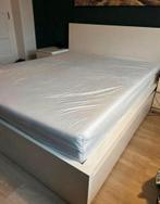 Malm bed 1.40 met lattenbodems en twee lades, Huis en Inrichting, Ophalen, Gebruikt, Wit, Tweepersoons
