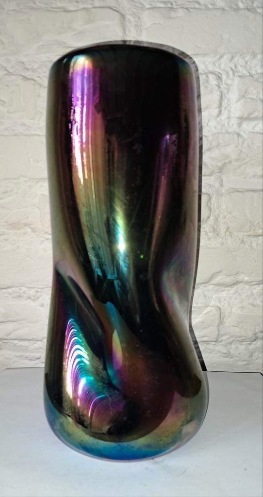 Vintage Tom Dixon  vaas Warp iriserend, Antiek en Kunst, Antiek | Glas en Kristal, Ophalen of Verzenden