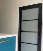 Staallook deur met barst in glas, Ophalen, 80 tot 100 cm, Binnendeur, 200 tot 215 cm