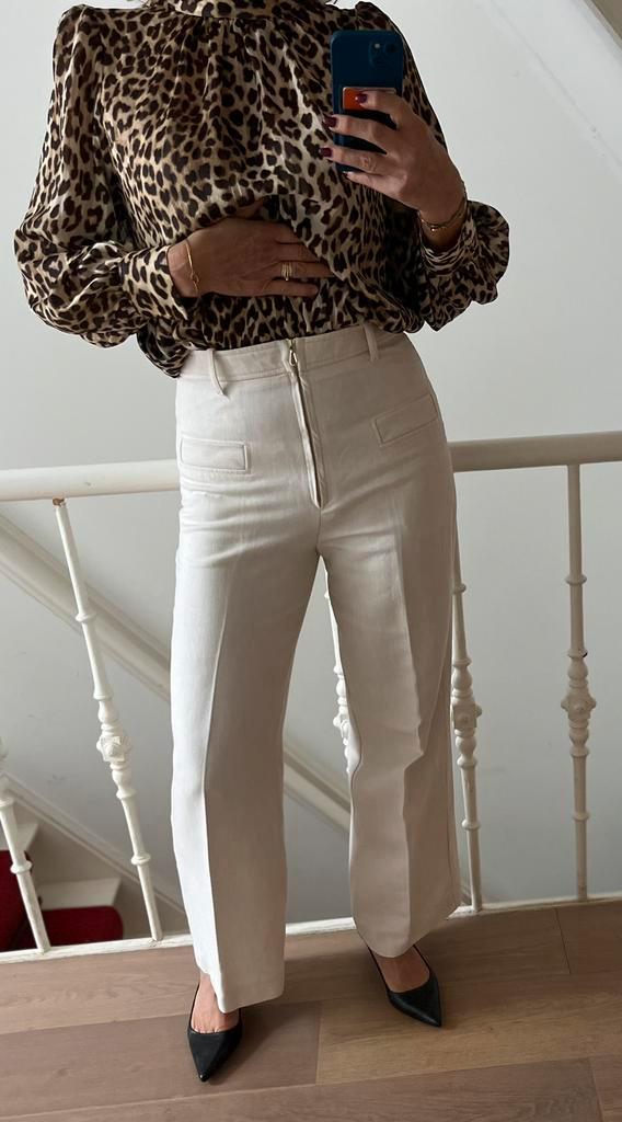 Crèmekleurige broek Sandro Maat 40, Kleding | Dames, Broeken en Pantalons, Zo goed als nieuw, Maat 38/40 (M), Beige, Lang, Ophalen of Verzenden