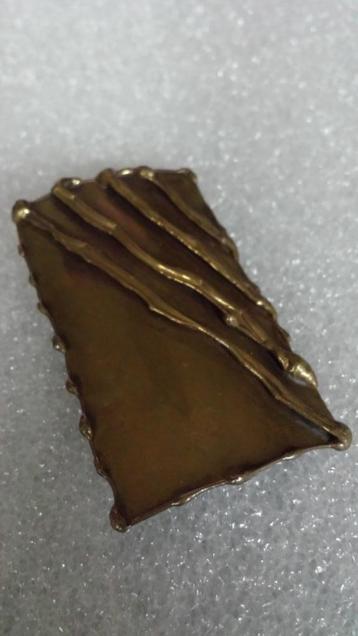 Vintage Modernistische / Brutalistische Koperen BROCHE ~ 80s beschikbaar voor biedingen
