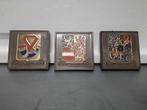 3 ANTIEKE POLYCHROOM WAPENTEGELS in PERFECTE STAAT, Antiek en Kunst, Ophalen of Verzenden
