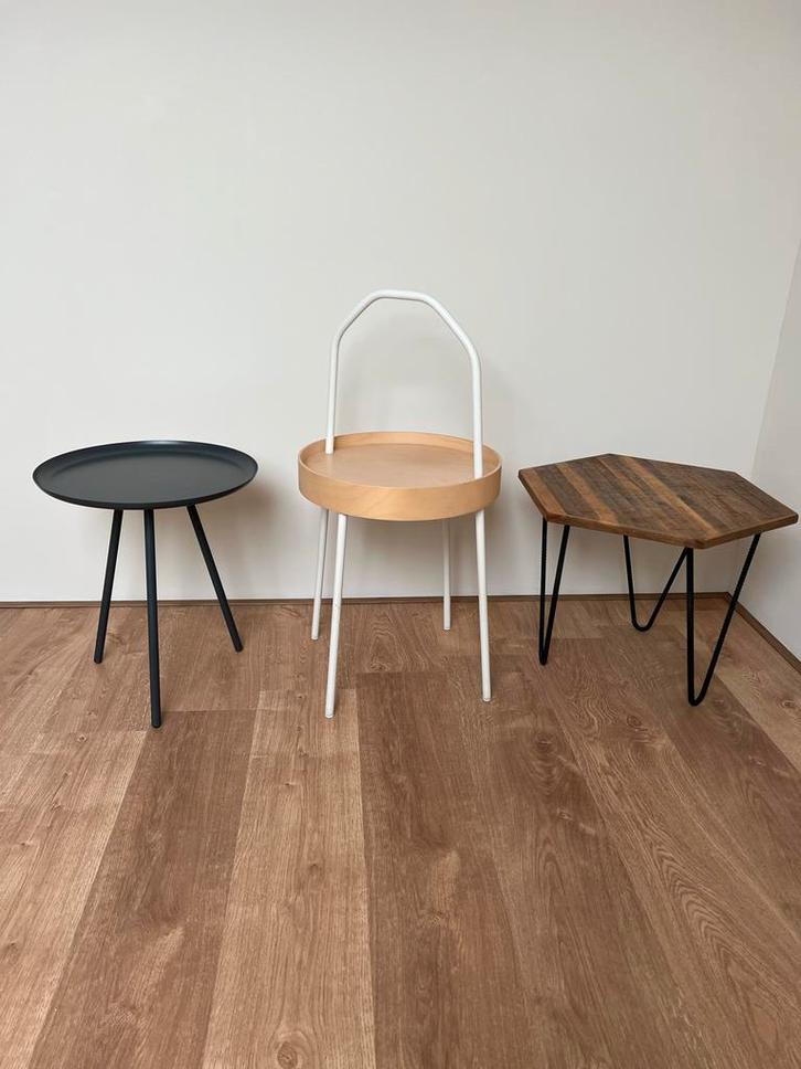 Mooie Bijzettafels, Huis en Inrichting, Tafels | Bijzettafels, Gebruikt, Overige vormen, Minder dan 45 cm, Minder dan 55 cm, Hout