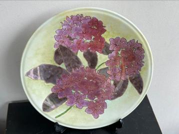 Groot aardewerk Bord / schaal Hortensia  decor 31.5 cm beschikbaar voor biedingen