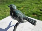 1 MUS OP TAK / Bronzen beeld / groen, Dierenbeeld, Nieuw, Info@huisentuindecoratiemarie.nl, Huis en tuin decoratie marie